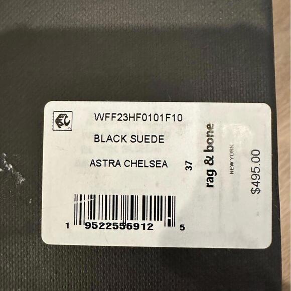 Rag & Bone Astra Leather Chelsea Block Heel Square Toe Boots Size 7 BLACK SUEDE - Picture 9 of 9